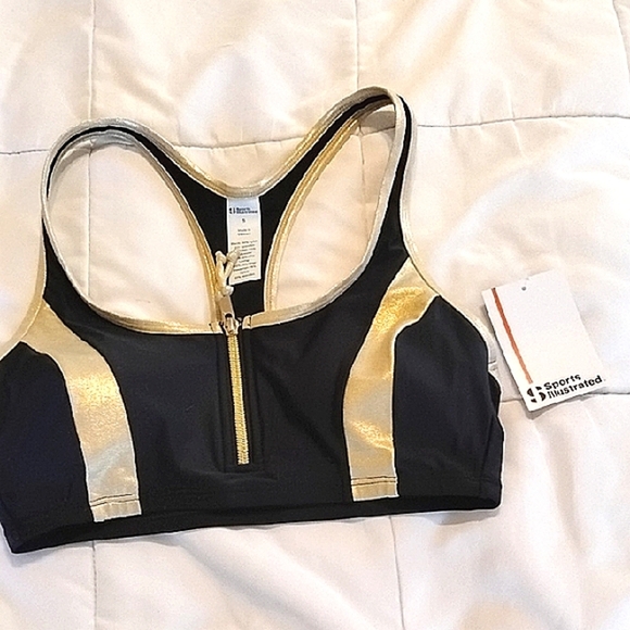 Sports Illustrated Swim Other - Sports Illustrated Women's Racerback Tank Black & Gold Bra, Size: S, NWT
